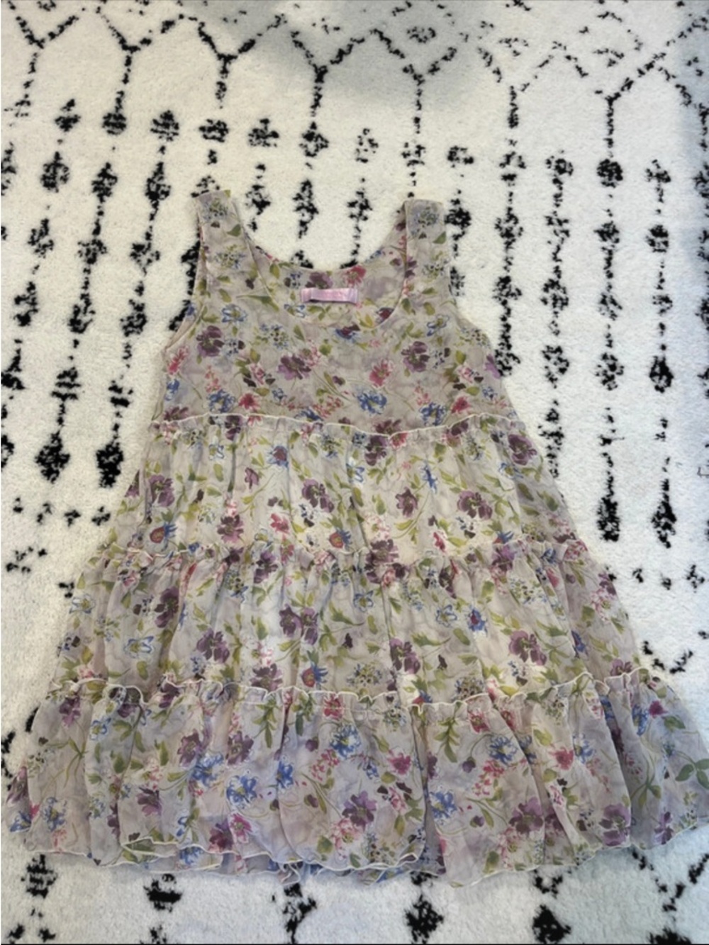 Vintage Floral Chiffon Babydoll Dress